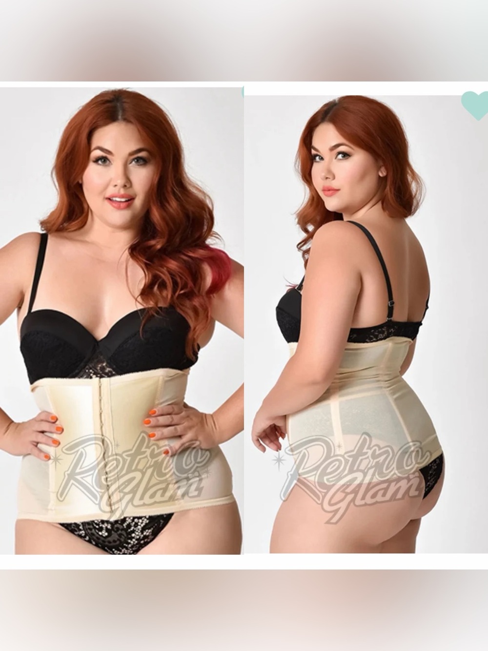 ✨2/$22✨NWOT Unique Vintage Plus Size 1950s Beige Stretch Waist Cincher